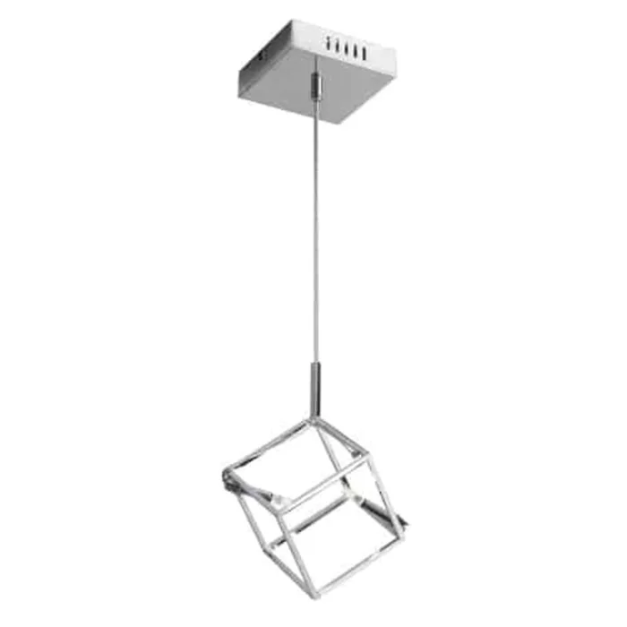 Dainolite Cubo 2 Light Pendant Cube Frame Polished Chrome Finish Lamp|Luminaire suspendu Cubo de Dainolite avec cadre cubique, fini chrom poli et 2ampoules