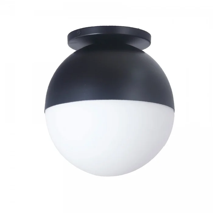 Dainolite Dayana 1 Light Flush Mount Incandescent Matte Black White Glass Lamp|Plafonnier affleur Dayana de Dainolite en verre blanc, avec fini noir mat et 1ampoule incandescente