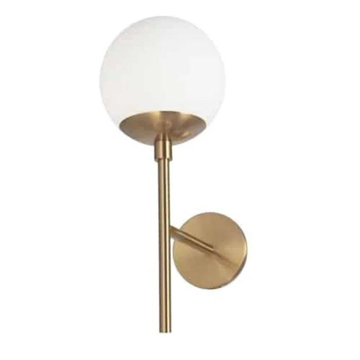 Dainolite Dayana 1 Light Wall Sconce Up Light Aged Brass White Glass Lamp|Applique murale Dayana de Dainolite clairage vers le haut, en verre blanc, avec fini laiton vieilli et 1ampoule