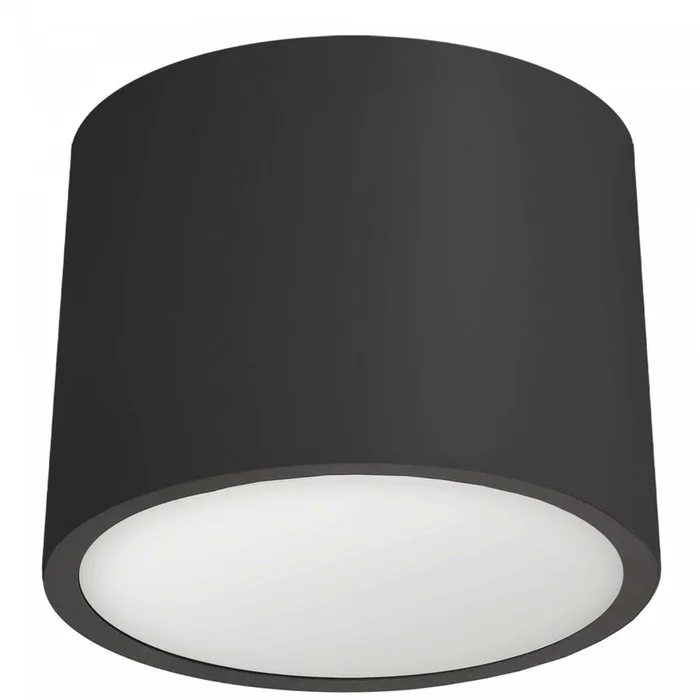 Dainolite Echo Flush Mount 15w Matte Black Frosted Acrylic Diffuser Lamp|Plafonnier affleur Echo de Dainolite en acrylique givr qui diffuse la lumire, avec fini noir mat et ampoule de 15W