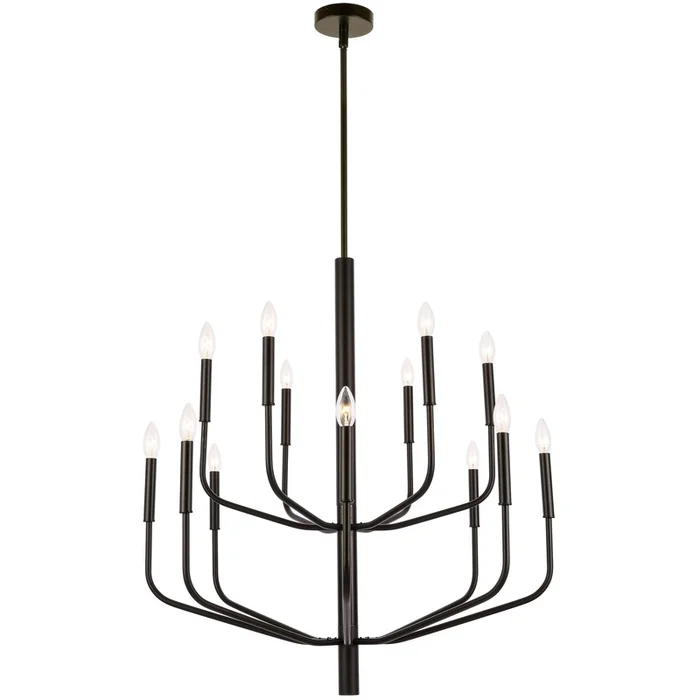 Dainolite Eleanor 14 Light Chandelier Matte Black Lamp|Lustre Eleanor de Dainolite avec fini noir mat et 14ampoules