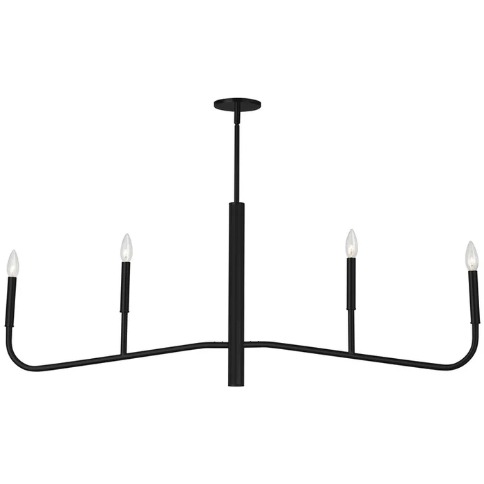 Dainolite Eleanor 4 Light Horizontal Chandelier Matte Black Lamp|Lustre horizontal Eleanor de Dainolite avec fini noir mat et 4ampoules