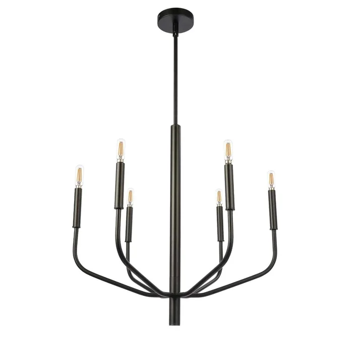 Dainolite Eleanor 6 Light Chandelier Matte Black Lamp|Lustre Eleanor de Dainolite avec fini noir mat et 6ampoules