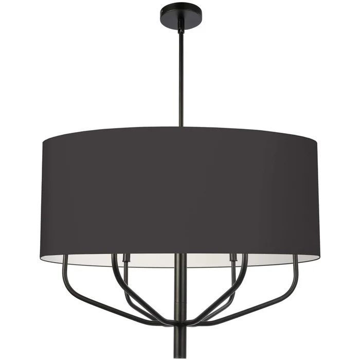 Dainolite Eleanor 6 Light Pendant Matte Black Black/White Shade Lamp|Luminaire suspendu Eleanor de Dainolite avec abat-jour noir et blanc, fini noir mat et 6ampoules