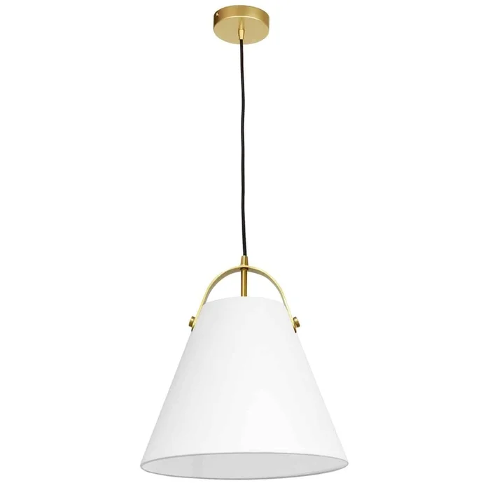 Dainolite Emperor 1 Light Pendant Aged Brass Finish White Shade Lamp|Luminaire suspendu Emperor de Dainolite avec abat-jour blanc, fini laiton vieilli et 1ampoule