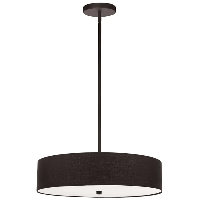 Dainolite Everly 4 Light Pendant Matte Black Finish Black Shade Lamp|Luminaire suspendu Everly de Dainolite avec abat-jour noir, fini noir mat et 4ampoules