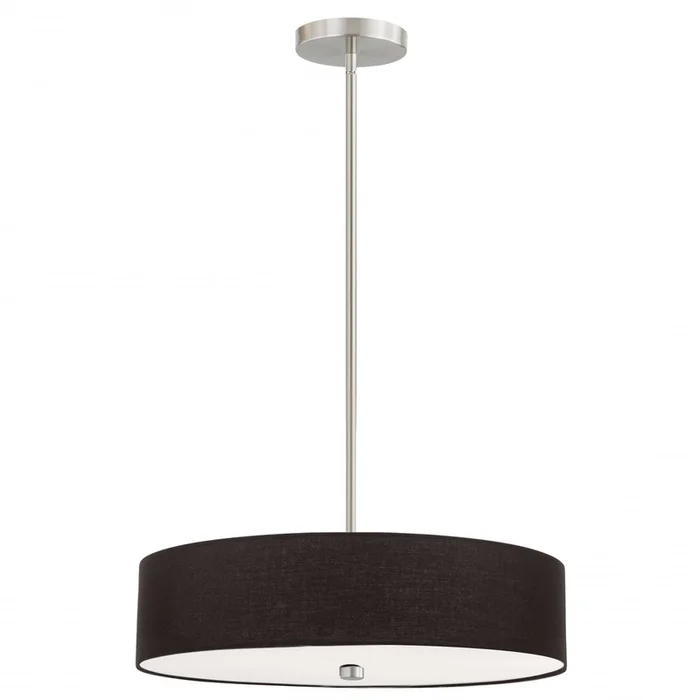 Dainolite Everly 4 Light Pendant Satin Chrome Finish Black Shade Lamp|Luminaire suspendu Everly de Dainolite avec abat-jour noir, fini chrom satin et 4ampoules