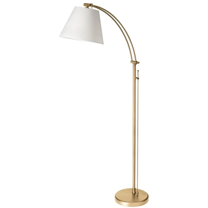Dainolite Felix 1 Light Adjustable Floor Lamp Aged Brass White Shade|Lampe pied Felix rglable de Dainolite avec abat-jour blanc, fini laiton vieilli et 1ampoule