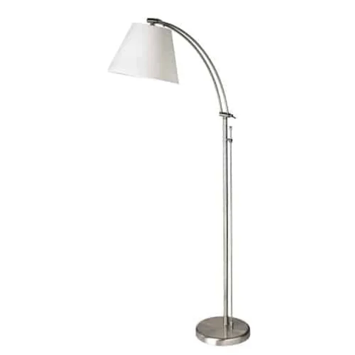 Dainolite Felix Adjustable Floor Lamp Satin Chrome White Empire Shade Rotary Dimmer Switch|Lampe pied Felix rglable de Dainolite avec abat-jour empire blanc, gradateur rotatif et fini chrom satin