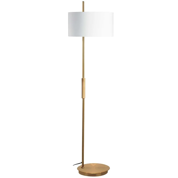 Dainolite Fitzgerald 1 Light Floor Lamp Aged Brass White Shade|Lampe pied Fitzgerald de Dainolite avec abat-jour blanc, fini laiton vieilli et 1ampoule