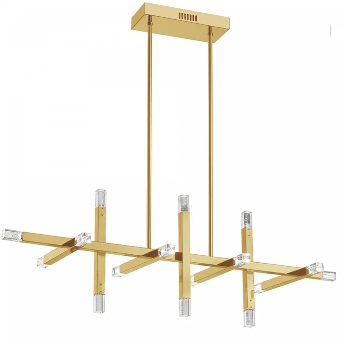Dainolite Francesca Horizontal Chandelier 48w Aged Brass Acrylic Diffuser Lamp|Lustre horizontal Francesca de Dainolite en acrylique qui diffuse la lumire, avec fini laiton vieilli et ampoule de 48W
