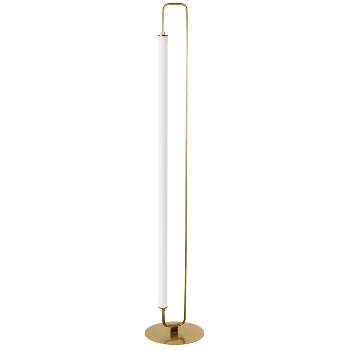 Dainolite Freya 1 Light LED Floor Lamp Aged Brass White Acrylic|Lampe pied Freya de Dainolite en acrylique blanc, avec fini laiton vieilli et 1ampoule DEL