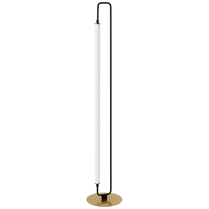 Dainolite Freya 1 Light LED Floor Lamp Matte Black/Aged Brass White Acrylic|Lampe pied Freya de Dainolite en acrylique blanc, avec fini noir mat et laiton vieilli, et 1ampoule DEL