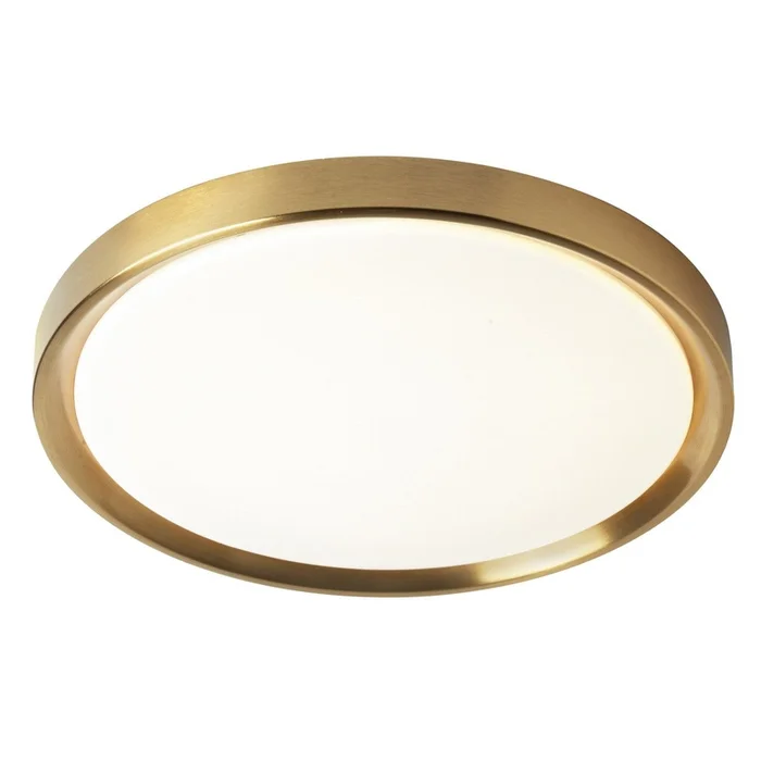 Dainolite Frida Flush Mount 30w Aged Brass Finish Lamp|Plafonnier affleur Frida de Dainolite avec fini laiton vieilli et ampoule de 30W