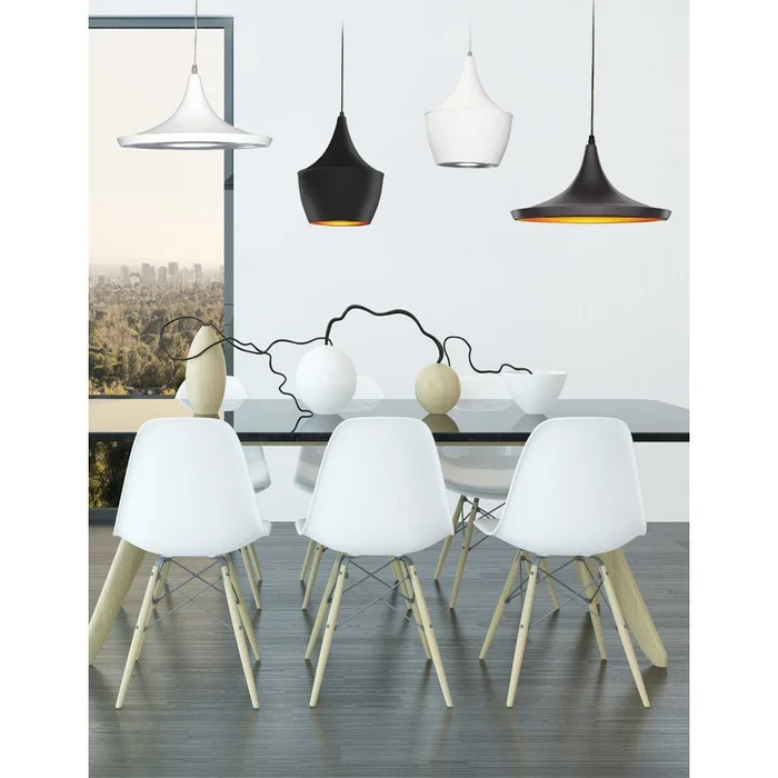 Dainolite Helsinki 1 Light Pendant Teardrop Large Matte White Finish Silver Interior Lamp|Grand luminaire suspendu Helsinki de Dainolite en forme de goutte, avec intrieur argent, fini blanc mat et 1ampoule - Image 2