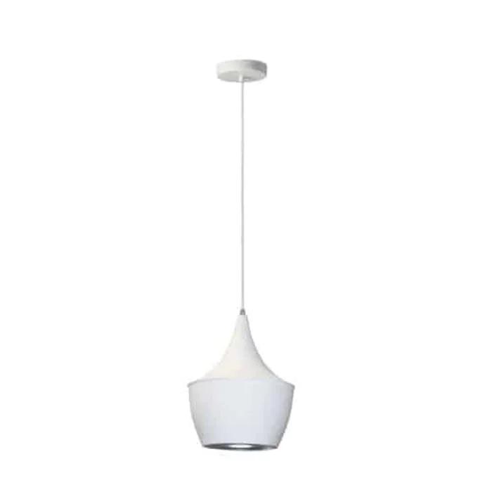 Dainolite Helsinki 1 Light Pendant Teardrop Large Matte White Finish Silver Interior Lamp|Grand luminaire suspendu Helsinki de Dainolite en forme de goutte, avec intrieur argent, fini blanc mat et 1ampoule