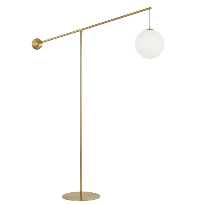Dainolite Holly 1 Light Floor Lamp 106 H Aged Brass Opal White Glass|Lampe pied Holly de Dainolite de 106po de hauteur en verre blanc opale, avec fini laiton vieilli et 1ampoule