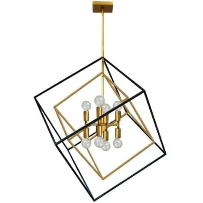 Dainolite Kappa 8 Light Pendant Vintage Bronze/Matte Black Finish Lamp|Luminaire suspendu Kappa de Dainolite avec fini bronze rtro et noir mat, et 8ampoules