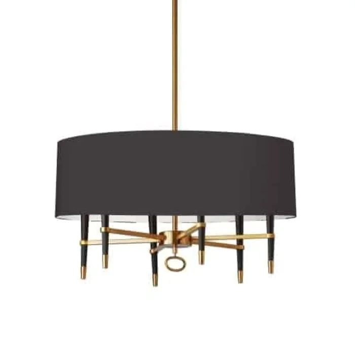 Dainolite Langford 6 Light Chandelier Vintage Bronze Black Shade Lamp|Lustre Langford de Dainolite avec abat-jour noir, fini bronze rtro et 6ampoules