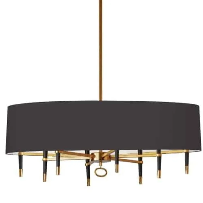 Dainolite Langford 8 Light Horizontal Chandelier Vintage Bronze Black Shade Lamp|Lustre horizontal Langford de Dainolite avec abat-jour noir, fini bronze rtro et 8ampoules