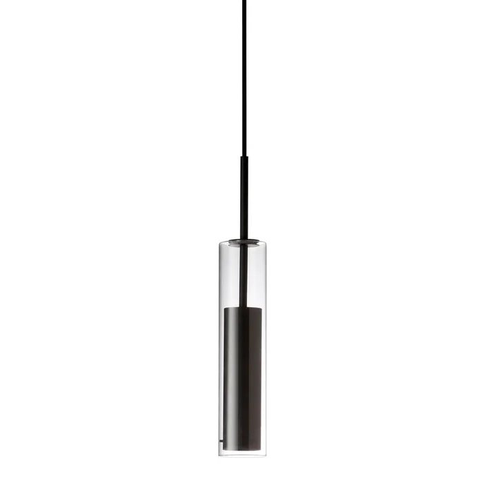 Dainolite Luna LED Pendant 6w Black Finish Clear Glass Lamp|Luminaire suspendu Luna de Dainolite en verre transparent, avec fini noir et ampoule DEL de 6W