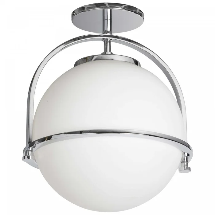 Dainolite Paola 1 Light Semi-flush Mount Polished Chrome White Opal Glass Lamp|Plafonnier semi-affleur Paola de Dainolite en verre blanc opale, avec fini chrom poli et 1ampoule