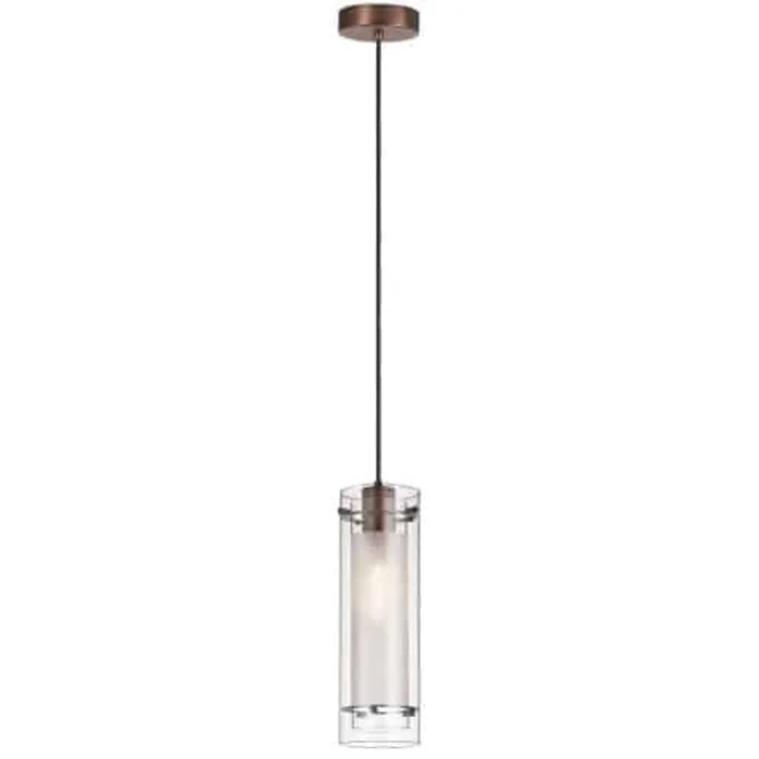 Dainolite Pasha 1 Light Pendant Oil Brushed Bronze Finish Clear/Frosted Glass Lamp|Luminaire suspendu Pasha de Dainolite en verre transparent et givr, avec fini bronze bross huil et 1ampoule