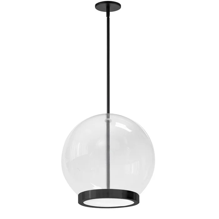 Dainolite Picotas LED Pendant 15w Matte Black Clear Glass Lamp|Luminaire suspendu Picotas de Dainolite en verre transparent, avec fini noir mat et ampoule DEL de 15W