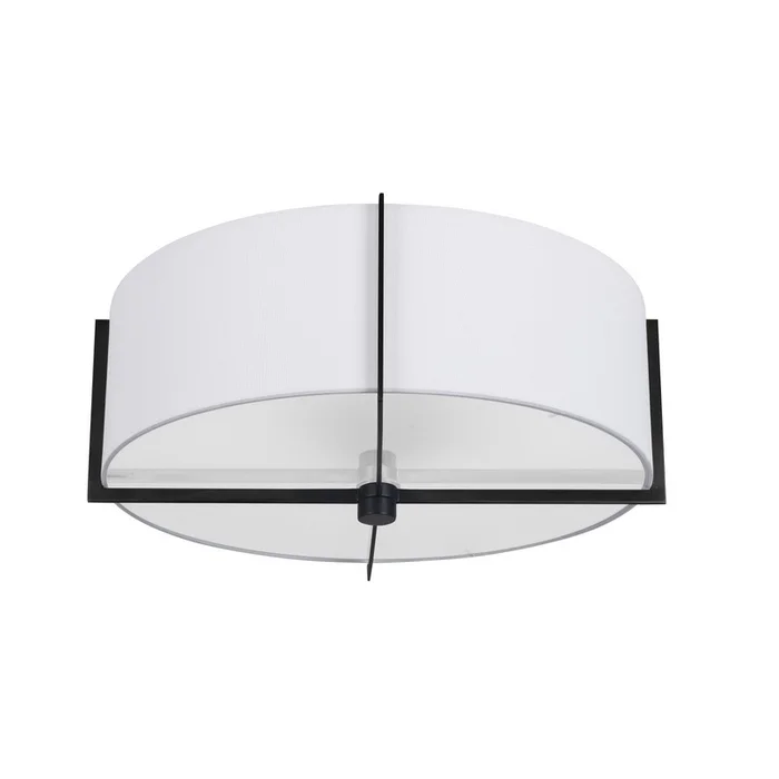 Dainolite Preston 3 Light Semi-flush Mount Matte Black White Shade Lamp|Plafonnier semi-affleur Preston de Dainolite avec abat-jour blanc, fini noir mat et 3ampoules
