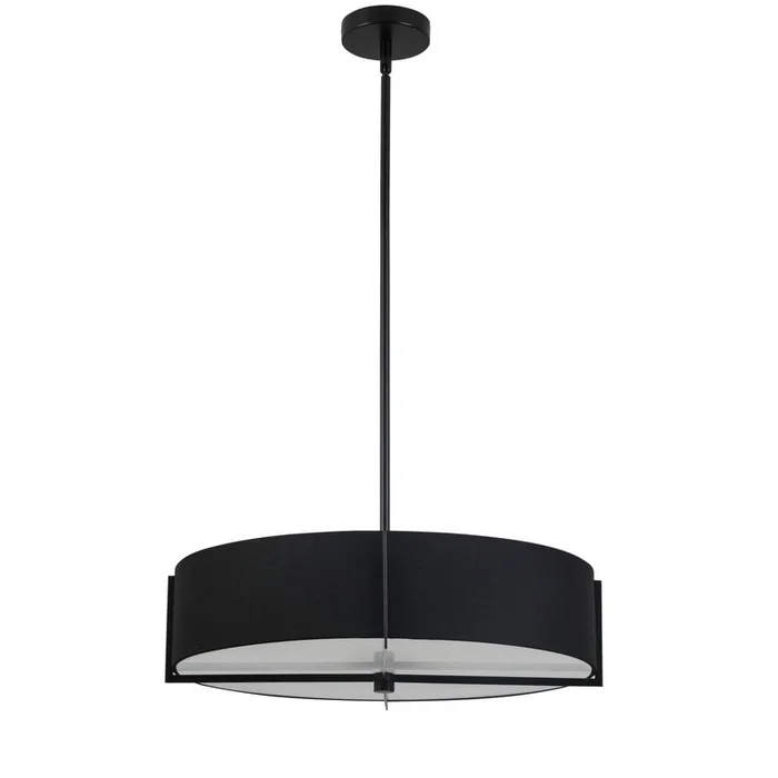Dainolite Preston 4 Light Pendant 21 Dia Matte Black Black Shade Lamp|Luminaire suspendu Preston de Dainolite de 21po de diamtre avec abat-jour noir, fini noir mat et 4ampoules