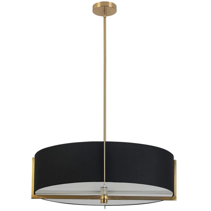 Dainolite Preston 4 Light Pendant 26 Dia Aged Brass Black Shade Lamp|Luminaire suspendu Preston de Dainolite de 26po de diamtre avec abat-jour noir, fini laiton vieilli et 4ampoules