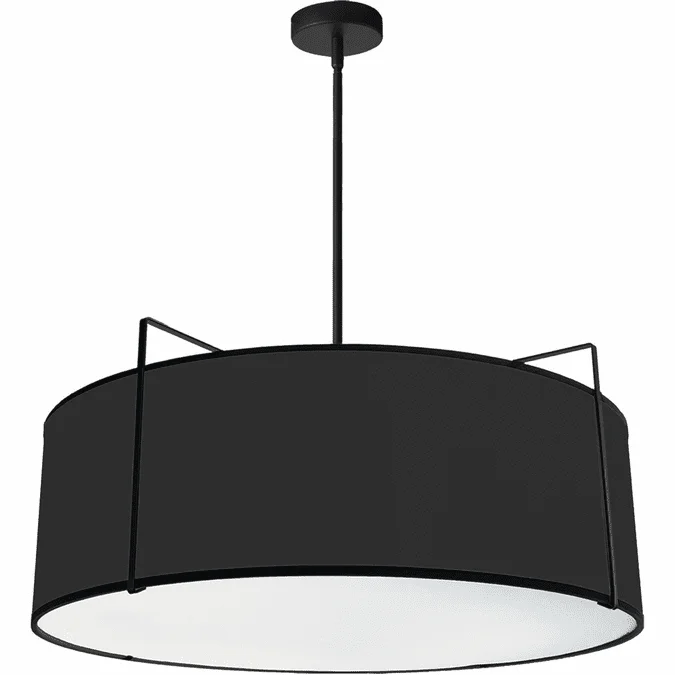 Dainolite TRA-244P-BK Trapezoid Modern Black / Black Drum Lighting Pendant