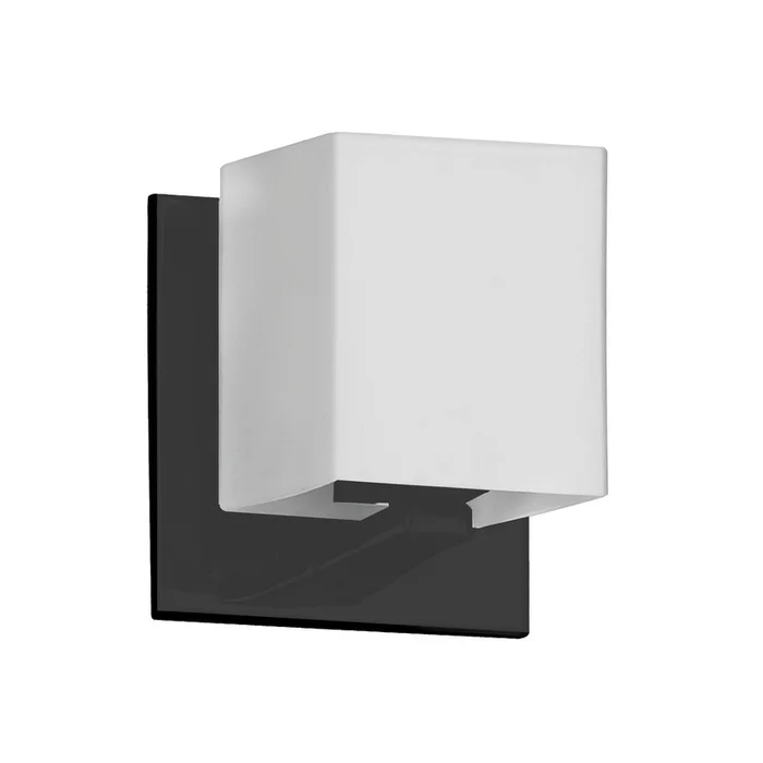 Dainolite Verona 1 Light Wall Sconce Matte Black White Glass Lamp|Applique murale Verona de Dainolite en verre blanc, avec fini noir mat et 1ampoule