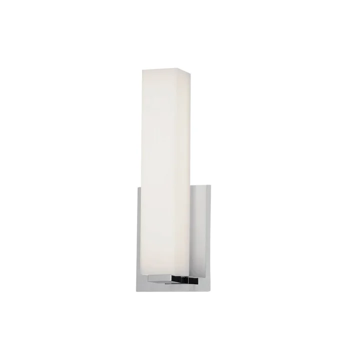 Dainolite Vonte Wall Sconce 12w Polished Chrome Light White Glass Lamp|Applique murale Vonte de Dainolite en verre blanc, avec fini chrom poli et ampoule de 12W