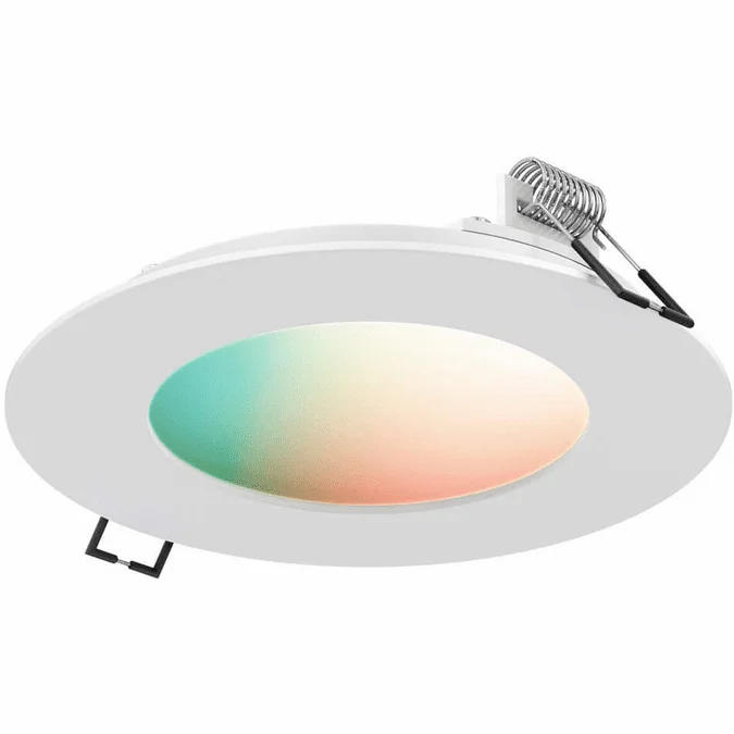 DALS Lighting SM-PNL4WH Modern White LED RGB+CCT 4 Inch Smart Down Lighting Insert