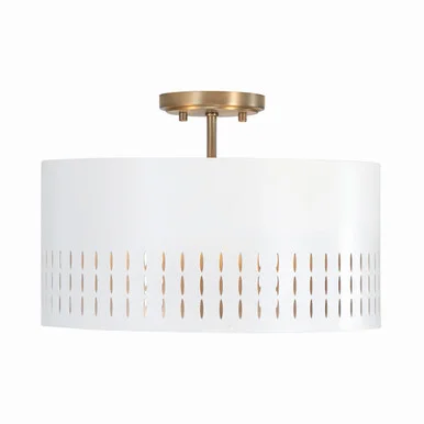 Dash Three Light Dual Mount Semi Flush/Pendant in Aged Brass and White (65|250231AW)