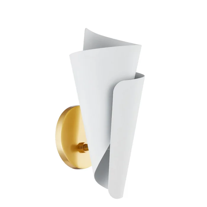 DAVINA 1-Light Wall Sconce in Aged Brass/Textured White 8L x 5.5W x 13.5H