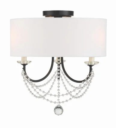 Delilah Three Light Semi Flush Mount in Matte Black (60|DEL-90803-MK_CEILING)