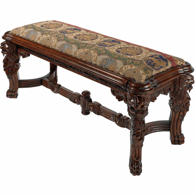 Design Toscano AF51291 Lord Raffles Lion Traditional Cherry Gothic Bench