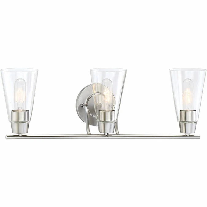Designers Fountain 87803-SP Echo Modern Satin Platinum 3-Light Vanity Lighting Fixture
