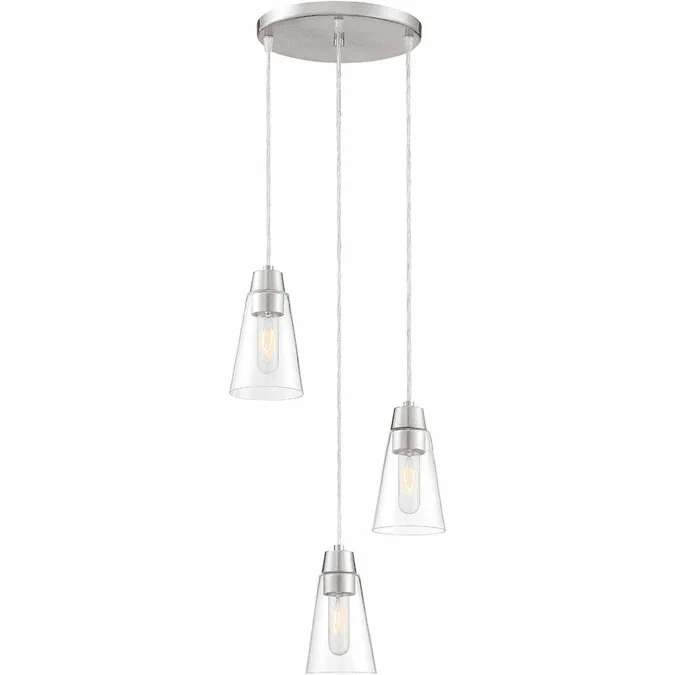 Designers Fountain 87830-3-SP Echo Modern Satin Platinum Multi Pendant Lighting Fixture