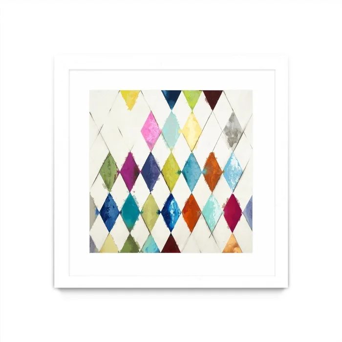 Diamonds Matted and Framed White 36×36 Wall Art|uvre dart murale encadre blanche et mate Diamonds 36×36