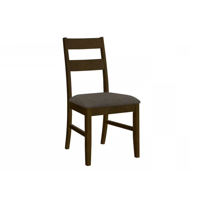 Dining Chair Set of 2 Dining Room Kitchen Brown Solid Wood Brown Fabric Transitional|Ensemble de 2chaises de salle manger de style transitionnel avec bois massif brun et tissu brun pour la salle manger et la cuisine