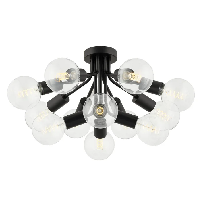 Drea 12-Light Semi Flush in Soft Black 14L x 28W x 14.75H