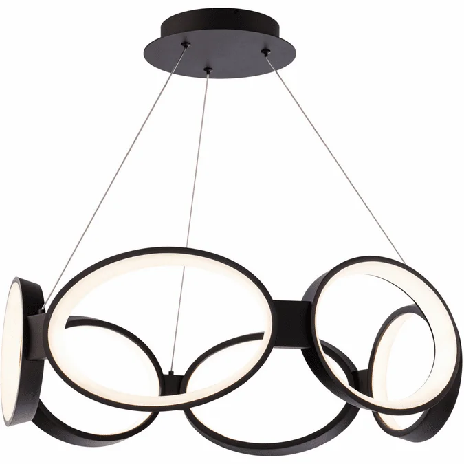 dweLED by WAC PD-21324-BK Solitaire Modern Black LED Chandelier Lighting