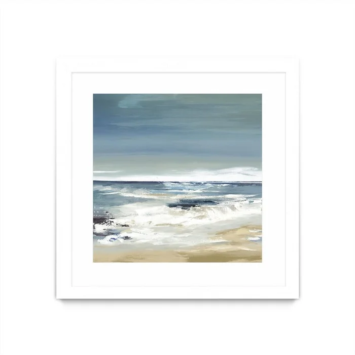 East Coast Ii Matted and Framed White 36×36 Wall Art|uvre dart murale encadre blanche et mate East Coast Ii 36×36
