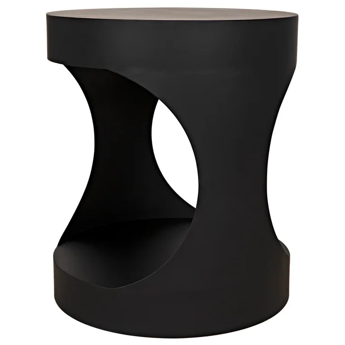 eclipse round side table, black steel
