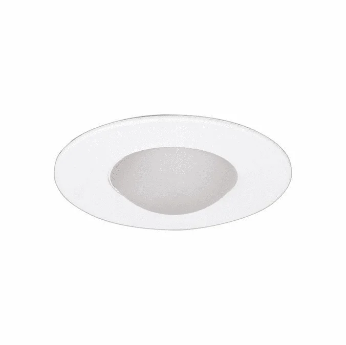 Elco EL996W Contemporary White Medium Base 4″ Down Lighting Shower with Drop Frosted Lens Mini Recessed Ceiling Light