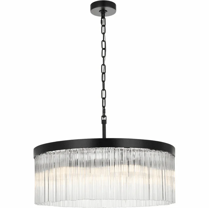 Elegant 1070D24BK Harlow Modern Black Hanging Pendant Light