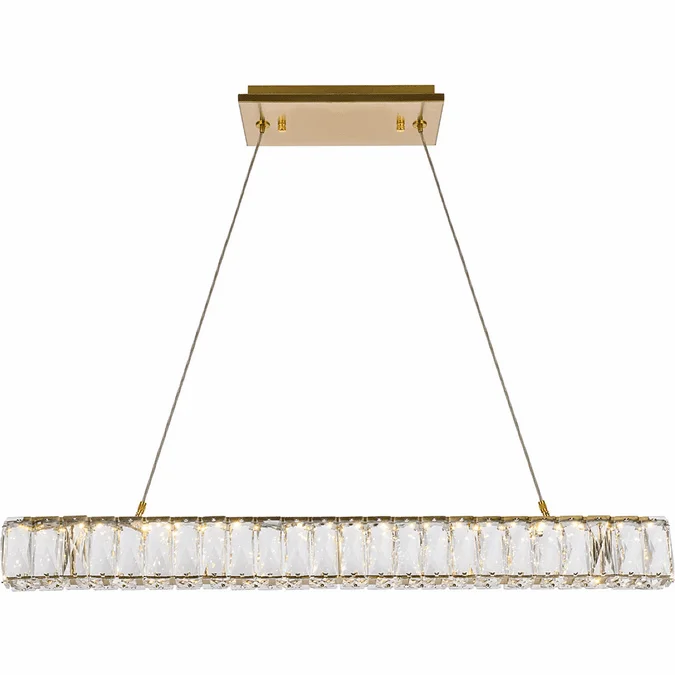 Elegant 3502D31G Monroe Crystal Gold LED Island Light Fixture